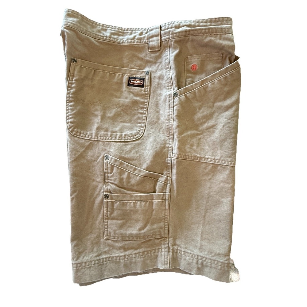 Jesse James Workwear Mens Size 438 Carpenter Shorts Khaki Duck Canvas Cotton